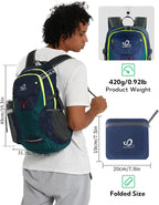 WATERFLY Lightweight Packable Hiking Backpack: 30L Foldable Travel Daypack Ultralight Camping Day Pack for Woman Man