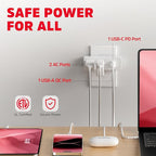 Energizer 4 Device Fast Charging Multi Plug Wall Outlet Extender (2) AC Power Outlets (1) 20W PD Type C Port (1) 18W USB A Port Power Strip Expander Outlet Splitter Plug in Adapter