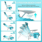 #WEJOY Folding Beach Chair for Adults, 4-Position Aluminum Lightweight Beach Chair, Low Sands Chairs with Shoulder Strap, Cup Holder and Padded Headrest, Supports 265lbs for Lawn