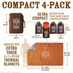 World’s Toughest Emergency Blankets [4-Pack] Extra-Thick Thermal Mylar Foil Space Blanket | Waterproof Ultralight Outdoor Survival Gear For Hiking, Camping, Running, Emergency, First Aid Kits [Orange]