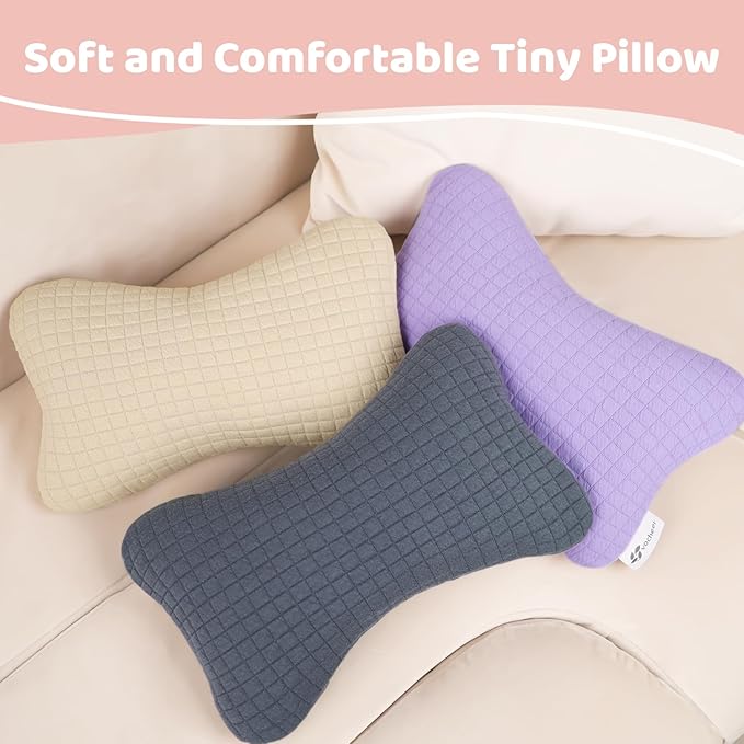 vocheer 11x7in Mini Travel Pillow, Small Pillows for Resting, Tiny Pillows for Neck, Wrist, Lumbar and Knee, Pets Pillow, Cotton, Cover Removable, Machine Washable (Purple-1PC)