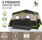 4/6/8 Person Instant Tent, Waterproof Pop Up Tents for Camping with Rainfly, 60 Seconds Easy Setup, Automatic Cabin Tent for Family Camping with Expandable Carry Bag & Upgraded Ventilation