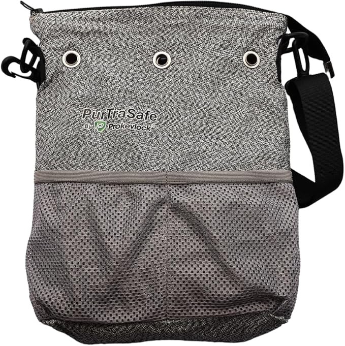 PurTraSafe Anti-Theft Crossbody Purse, UHMWPE & HPPE level V Material, Gray, Portable Key Lock Storage Purse for Travel, Camping, Pool, Beach, and More