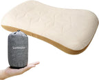 Inflatable Camping Travel Pillow, Lightweight Backpacking & Hiking Pillow with Removable Cover, Washable for Neck Lumbar Support