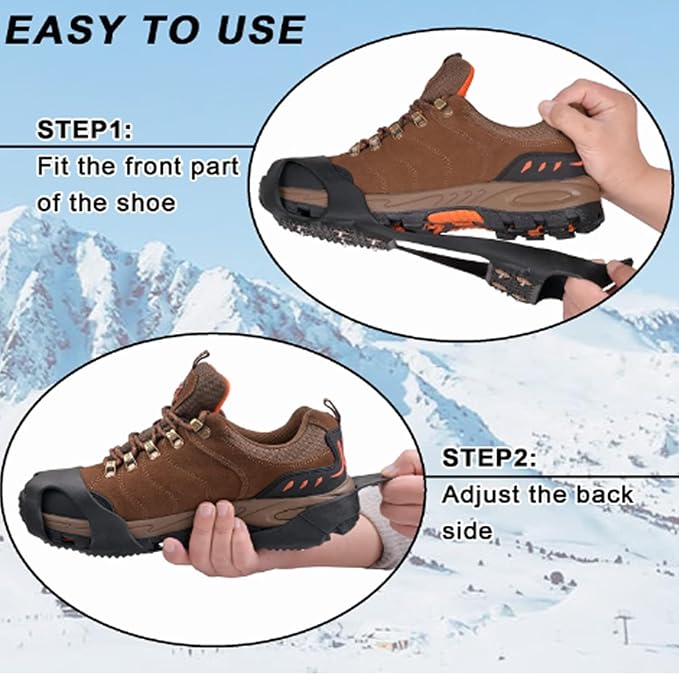 Ice Cleats Snow Traction Cleats for Shoes and Boots Anti Slip Crampons 11 Studs Rubber Walk Traction Grippers Non-Slip Overshoe for Women Men Walking on Snow and Ice