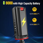 Rechargeable Work Light with Tripod Stand - 8000mAh 2200 Lumen Dual Head, 3000K/6400K IP54 Waterproof, Magnetic Base & Carry Bag for Construction/Camping, Aluminum, 61"