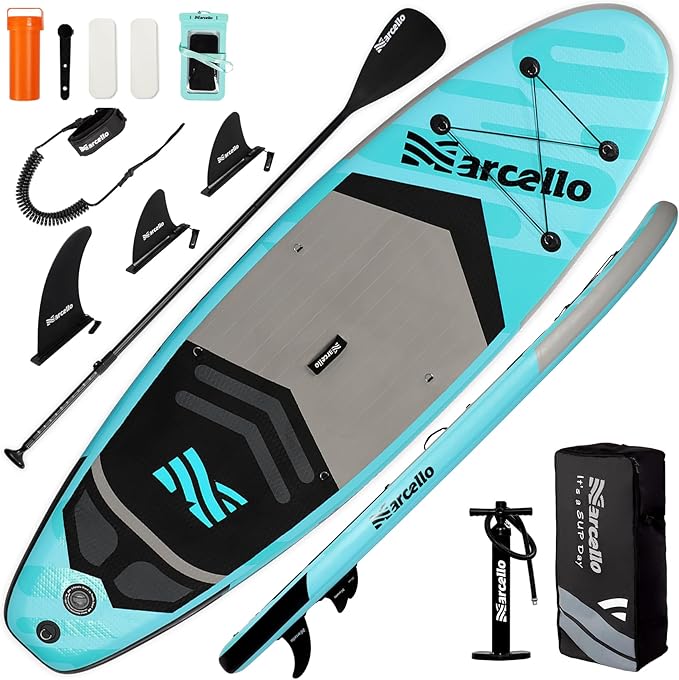 Paddle Board, Inflatable Stand Up Paddle Board，10.6'×33"×6" Ultra-Light SUP Board with Hand Pump, Leash, Repair Kit, Waterproof Phone Case and Backpack