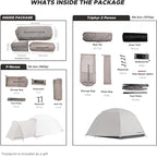 Triphyr Backpacking Tent with F-Nexus Extension 2-Person Combo, Attachable Extension Shelter, Lightweight 2 Person Tent for Backpacking Camping Hiking & Biking