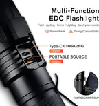 SuperFire Flashlights High Lumens Rechargeable, Powerful LED Pocket Flashlight with Clip, 2100 Lumens Waterproof Tactical Flash Light with Zoomable Focus, 5 Lighting Modes for Camping, Hiking, Working