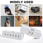 UL Listed 2 Prong 3-Outlet Wall Tap, 2 Prong Triple Outlet Converter Plug Extender, Multi-Plug Outlet Adapter, Polarized White, for living rooms, kitchens, offices and more. (1 Pack)