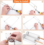 Rolling Grilling Baskets for Outdoor Grill Bbq Net Tube Stainless Steel Large Round Mesh Barbecue Accessories Wire Cylinder Cage Picnic Essentials Cooking Camping Basket for Veggies Vegetable Fish