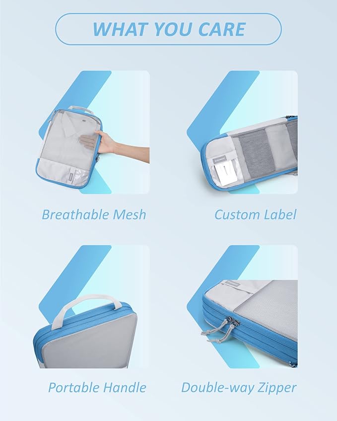 BAGSMART 6 Set /4 Set/2 Set Compression Packing Cubes for Travel, Lightweight Luggage Organizer Bags, Durable Space Saver Bags Travel Essentials