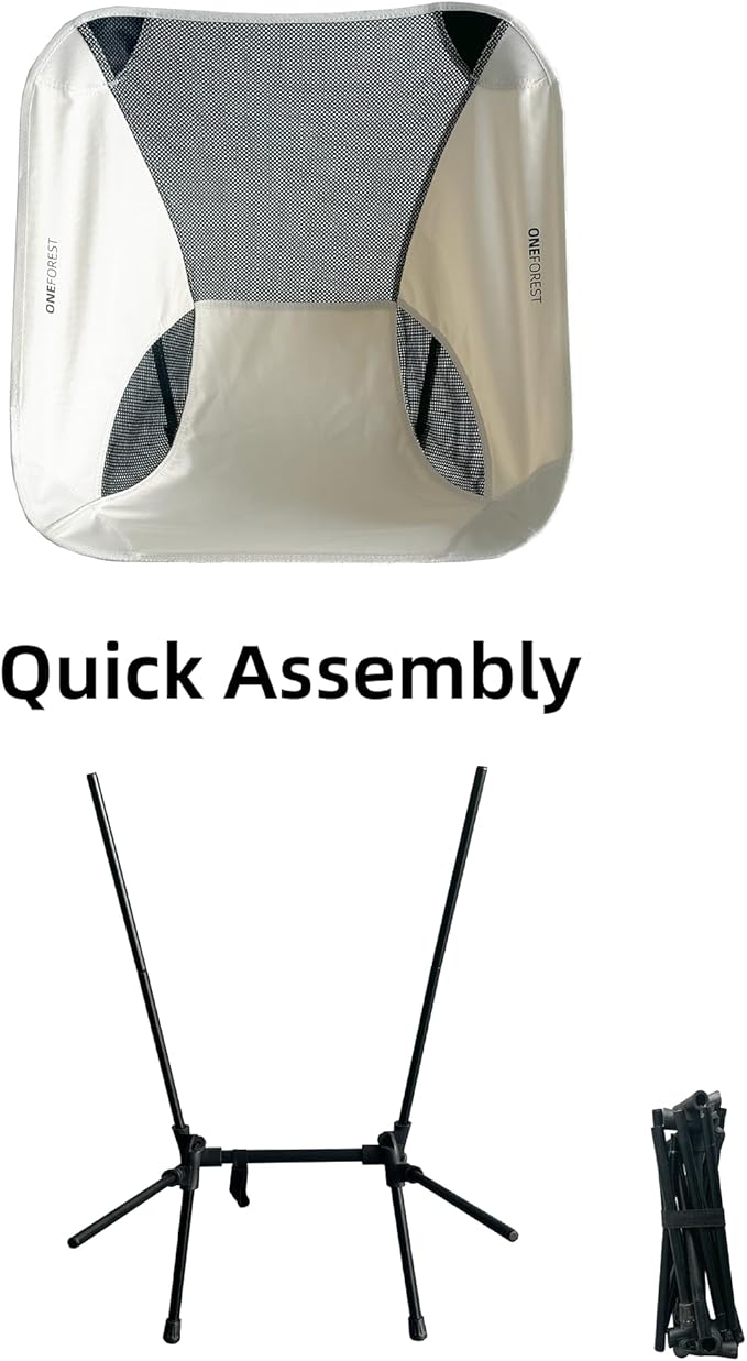 ONEFOREST Camping Chair, Foldable Portable Backpacking Chair for Beach Camp Hiking Outdoor Sport, Beige