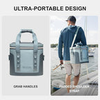 Portable Soft Cooler 12 Cans, IP68 Tizip Leak-Proof Zipper for Camping, Fishing, Beach, Outdoors Insulated Ice Chest with Reusable Ice Pack