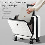 16 Inch Carry On Luggage with 2 Compartments for 14” & 15” Laptop, 16.14*8*17.12” Rolling Briefcase, Lightweight Hardshell ABS+PC Suitcase with Spinner Silent Wheels, for Business Trip, Milky White
