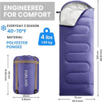 FARLAND Sleeping Bags 30℉ for Adults Teens Kids with Compression Sack Portable and Lightweight for 3-4 Season Camping, Hiking,Waterproof, Backpacking and Outdoors