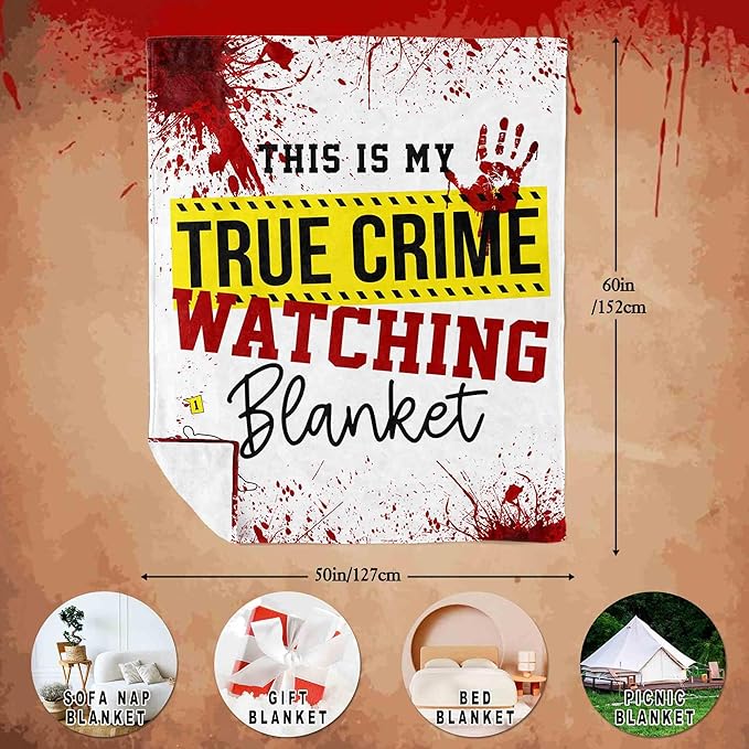 True Crime Gifts for Women, Fans/Lovers - Blanket 60''x50'', Crime Junkie Merch, Serial Killer Merchandise, Horror Blanket, Crime Scene Gift