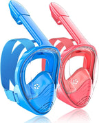 QingSong Kids Snorkel Mask Full Face, Snorkeling Set with Camera Mount, Foldable 180 Degree Panoramic View Snorkeling Gear Anti-Fog Anti-Leak