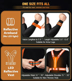 Led Light Up Running Vest Reflective Vest for Runners Night Walking, Rechargeable LED Reflective Running Vest High Visibility with Adjustable Waist/Shoulde, Reflective Armband for Women Men