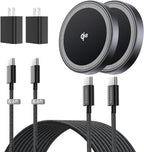 for 15W Magsafe Wireless Charger, Qi2 Magnetic Wireless Phone Charger with 6.6ft Cable Fast Charging Pad for iPhone 17 Air 16 15 14 13 12 Pro Max Airpods(20W Adapter Included), 2 Pack (Black)
