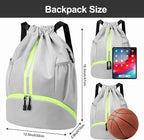 Hoedia Sports Drawstring Backpack - String Swim Gym Bag with Shoes Compartment and Wet Proof Pocket for Women&Men