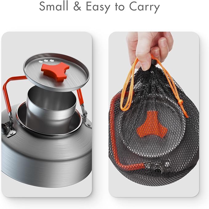 Lixada 1.1L Camping Kettle Set with Cups, Lightweight Aluminum Camp Tea Coffee Pot with Stainless Steel Mugs & Carrying Bag, Portable Outdoor Camping Cookware for Hiking Backpacking Picnic