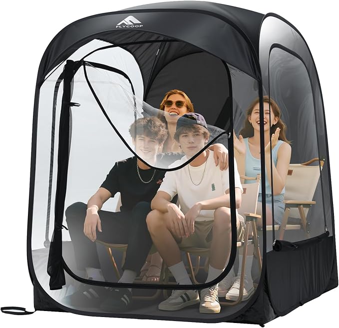 Sports Tent: Flycoop Portable Weather Pop Up Pod 1 Person to Provide Shelter from Wind Rain and Cold Weather Shelter for Outdoor Activities, Sports Events, Camping and Hiking