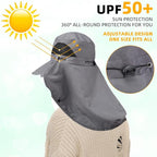 Cuffbow 3 Pcs Sun Hat for Men Women with Neck Flap Breathable Wide Brim Bucket Hat UV Protection UPF 50+ Fishing Hiking