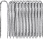 Rebar-Stakes-12-Inch-U-Shaped, Trampoline Stakes High Wind Ground Stakes Heavy Duty Galvanized Anti-Rust Metal Stakes Ground Anchors for Garden Dog Fence Chicken Coop Water Pipe 20pcs