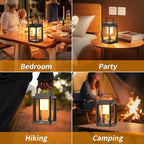 Solar Lantern Outdoor Table Lamp, Portable Rechargeable Solar Lamp Waterproof, 3-Level Brightness LED Nightstand Lantern, Touch Control Outdoor Lamps for Patio Reading Camping