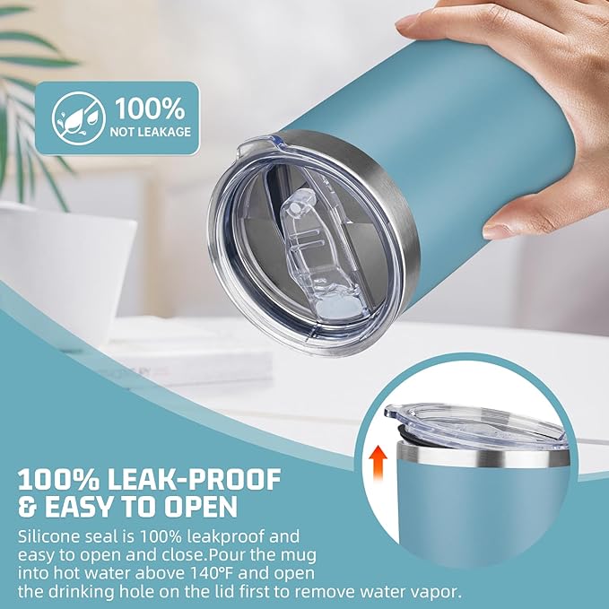 20 oz Tumbler with Lids and Straws, Stainless Steel Insulated Travel Coffee Mug, Double Wall Vacuum Insulated Tumblers, Powder Coated Coffee Tumbler for Cold & Hot Drinks (Mix Color-3)