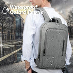 hk Backpack for Men Business Slim Backpack with USB Charger Computer Lightweight Anti-theft Travel (Grey, 17.3 Inch)
