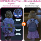 Bagseri Clear Backpack for Girls - 15 Inch Heavy Duty Kids Clear Bookbag for Kindergarten to Grade 2, Transparent School Bag with Reflective Strip, Fits Folders, Purple Tie-dye
