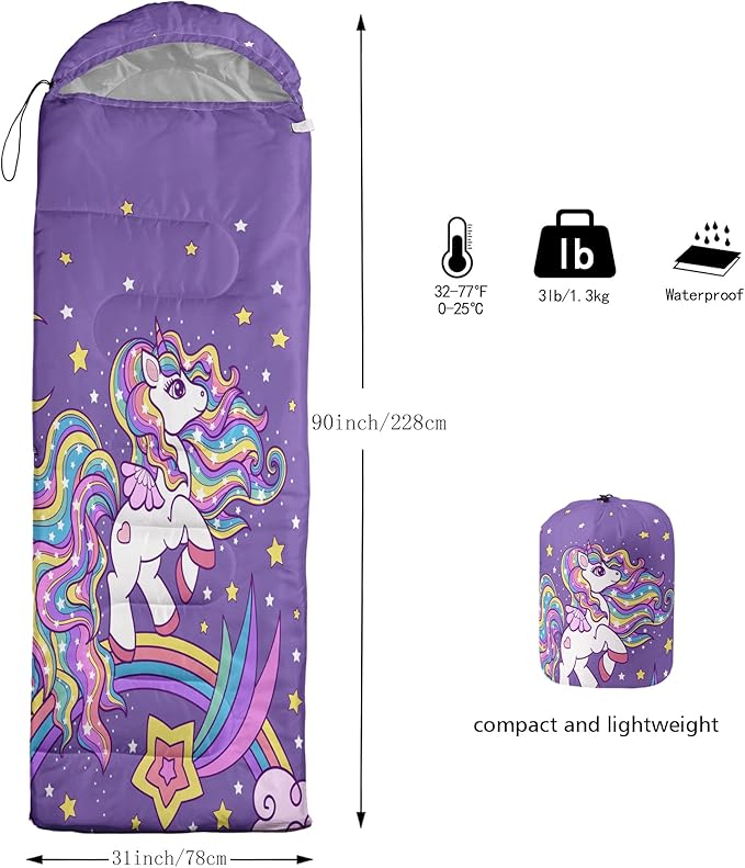 QOOMO Camping Sleeping Bags,3 Season Warm & Cool Weather,Lightweight,Waterproof Sleeping Bags for Adults & Kids,Traveling,and Outdoors,Camping Gear Equipment