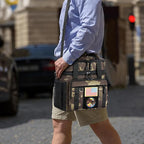 Expandable Large Tactical Lunch Box for Adults, Heavy Duty Durable Lunch Cooler Bag with MOLLE Lunch Pail for Work Camping Fishing Picnic (Black-Camo, 16L)