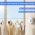 2 Pack Retractable Clothesline Indoor & Outdoor, 16.2 Ft Non-Sagging Stainless Steel Laundry Washing Line with Wall Mounted Heavy Duty Design, Space-Saving Clothing Drying Rack (White)