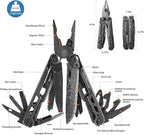 Multitool, 25-in-1 Spring Loaded Pliers Multi Tool, Each Tools with Safety Lock-Stainless Steel Multi-Tool, Propylene Sheath, Survival Gear for Camping, Hiking, Multi Plier, Pocket Knife