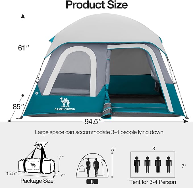 CAMEL CROWN 4/6 Person Tent Waterproof Lightweight Portable Backpacking Tent for Outdoor Camping Hiking