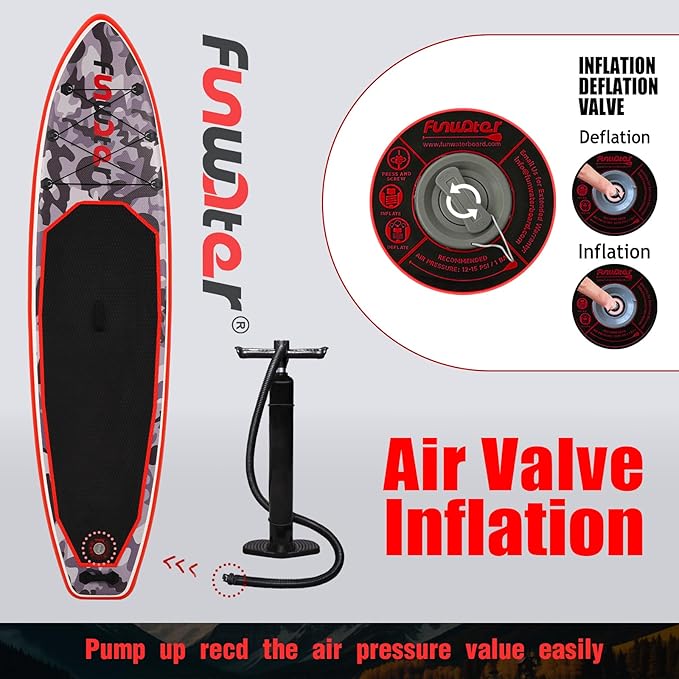 FunWater Inflatable Stand Up Paddle Board with Premium SUP Paddleboard Accessories, Anti-Slip EVA Deck, 11'/10'6'' Paddle Boards for Adults & Youth of All Skill Levels