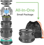 Lixada 33PCS Camping Cookware Kit Cookware Mess Kit Outdoor Cooking Utensils Kit with Tableware Collapsible Bowl Pan for Family Hiking Travel Picnic Fork