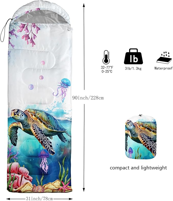 QOOMO Camping Sleeping Bags,3 Season Warm & Cool Weather,Lightweight,Waterproof Sleeping Bags for Adults & Kids,Traveling,and Outdoors,Camping Gear Equipment