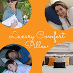 Happyluxe Odyssey Travel Pillow for Long Flights - Soft, Small, Alternative to Down and Memory Foam. 17 x 13in - Made in The USA, Navy Blue Airplane Pillow for Adults Sleeping, Camping or Nap