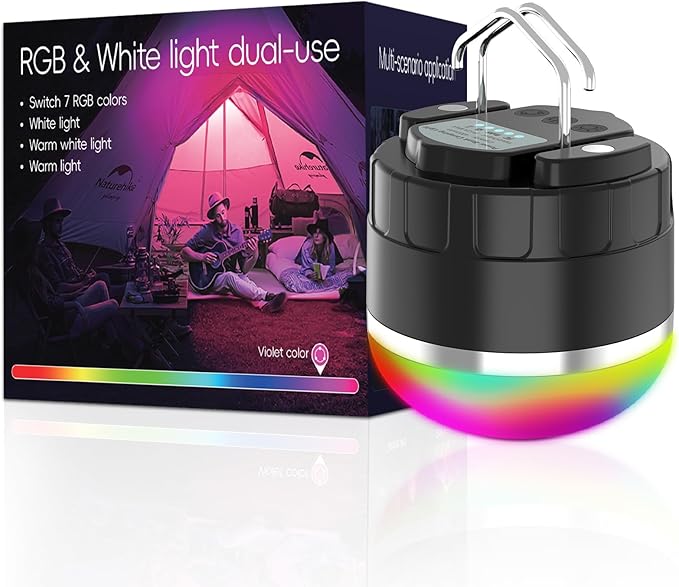 1000LM Camping Lantern Rechargeable, 11 Light Modes with RGB Color Changing Camping Lights, Portable Tent Light with Magnetic Base, Waterproof Emergency Hanging Light for Hurricane, Home, Camping