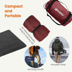 4-in-1 Large Outdoor Blanket - Waterproof & Windproof Thickened Warm Fleece Camping Blanket for Stadium, Hiking, Sporting Events - 81"x57", Packable (Antique Ruby)