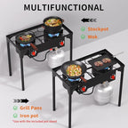 SKOK 2 Burner Propane Stove - Portable Camping Stove with 150,000BTU High Efficiency Propane Burner, Outdoor Stove for Camping, Backyard, Picnic
