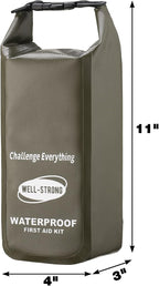 Waterproof First Aid Kit Roll Top Boat Emergency Kit with Waterproof Contents for Fishing Kayaking Boating Swimming Camping Rafting Beach Green