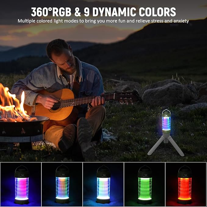 Wurkkos CL01 Camping Lantern Rechargeable, 550LM Waterproof Tent Light with Magnet Base, Up to 300H Runtime, Led Lantern with RGB light, Emergency Camp Light for Power Outages,Hurricane,Hiking,Camping