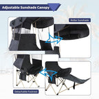 Folding Camping Chairs Canopy Outdoor: Sports Portable Beach Chair with Canopy-Lawn Beach Chairs with Umbrella for Adults-Camping Chair with Shade for Fishing Camp Heavy Duty (Casual, Grey)