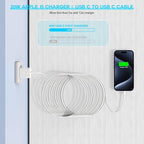 10FT Woven Cable for Apple 17 16 15, 60W 10Foot USB C to Type C Braided Charger Cable Cord & 20W USB C Charger Block Cube Travel Plug Super Quick Charging for iPhone 17 16 15/Plus/Pro/Pro Max,iPad Pro