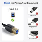 Cable Matters 5Gbps USB 3.0 Cable - 6ft, USB A to B Cable, USB3 Cord with Type-B 3.0 Connector for Hard Drive Enclosure/Built-in Hub and More, Black